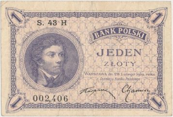 Stary banknot z nominałem 1 złoty