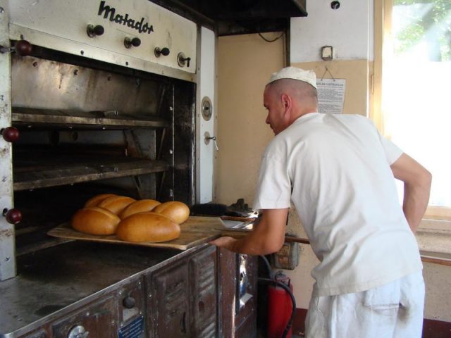 Piekarz w trakcie pieczenia chleba - Piekarnia Gotowała w Puszczykowie