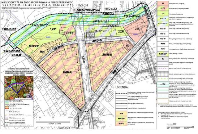 Projekt planu zagospodarowania przestrzennego dla terenu przy ulicy Wawrzyniaka i ulicy Łaziennej w Mosinie.
