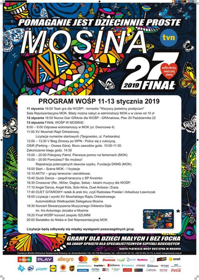 plakat WOŚP Mosina - program