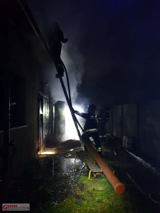 Pecna - pożar w zakładzie stolarskim fot. OSP Mosina
