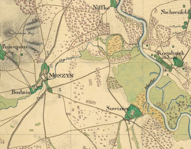 Mosina na wycinku mało znanej mapy sporządzonej 191 lat