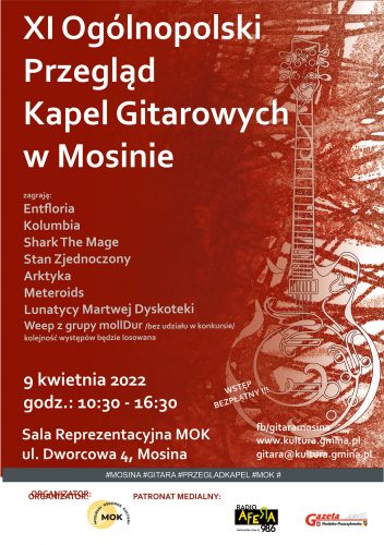 Plakat tegorocznej edycji Ogólnopolskiego Przeglądu Kapel Gitarowych w Mosinie