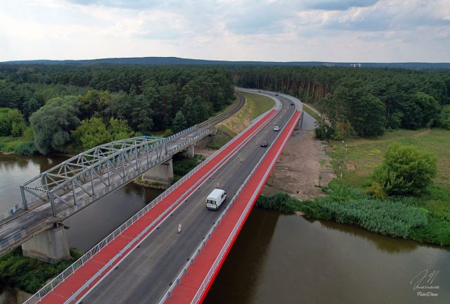 Nowy most w Rogalinku - widok z lotu ptaka