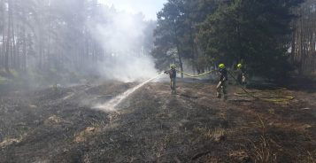 Pożar w Krajkowie - strażacy podczas akcji gaśniczej