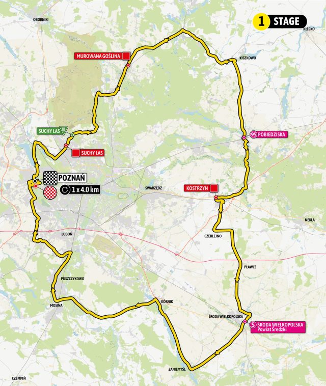 Mapa 1. etapu Tour de Pologne 2023.