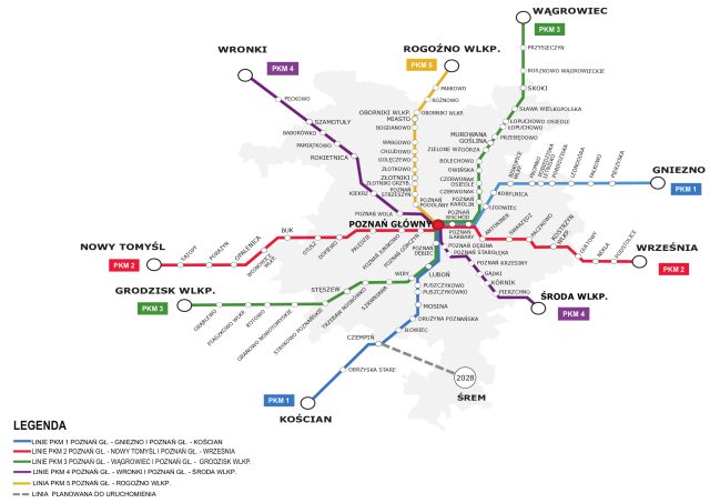 mapa wszystkie stacje Poznańska Kolej Metropolitalna (PKM)
