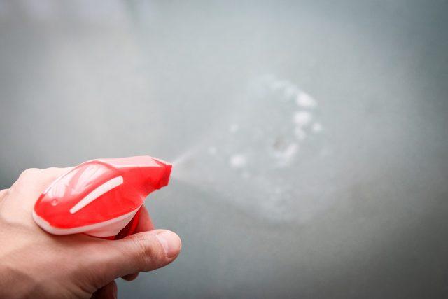 Usługi sprzątające - spryskiwanie powierzchni detergentem