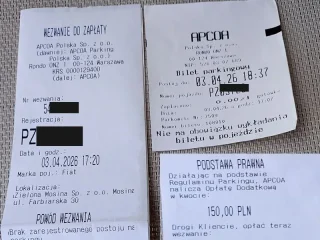 Wezwania do zapłaty wystawione na parkingu przy ul. Farbiarskiej w Mosinie