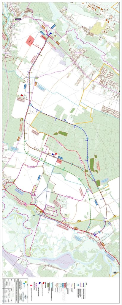 Szczegółowa mapa wariantu W2, który jest obecnie przedmiotem postępowania środowiskowego prowadzonego na wniosek Zarządu Dróg Powiatowych w Poznaniu.