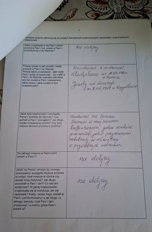 przykładowe pytania z ankiety, którą otrzymała Pani Joanna