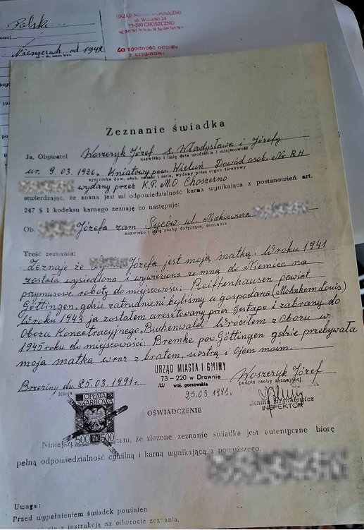 zeznanie dotyczące narodzin Joanny napisane przez Józefa